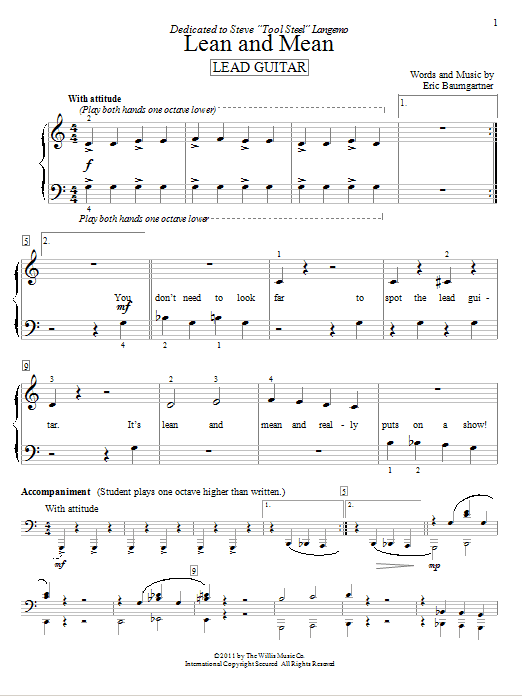 Download Eric Baumgartner Lean And Mean (Lead Guitar) Sheet Music