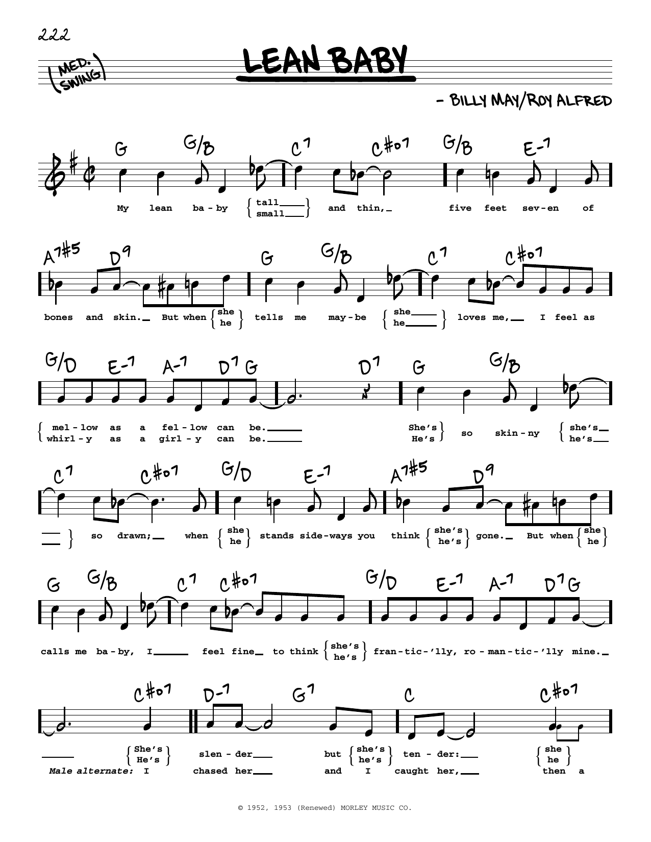 Download Roy Alfred Lean Baby (High Voice) Sheet Music