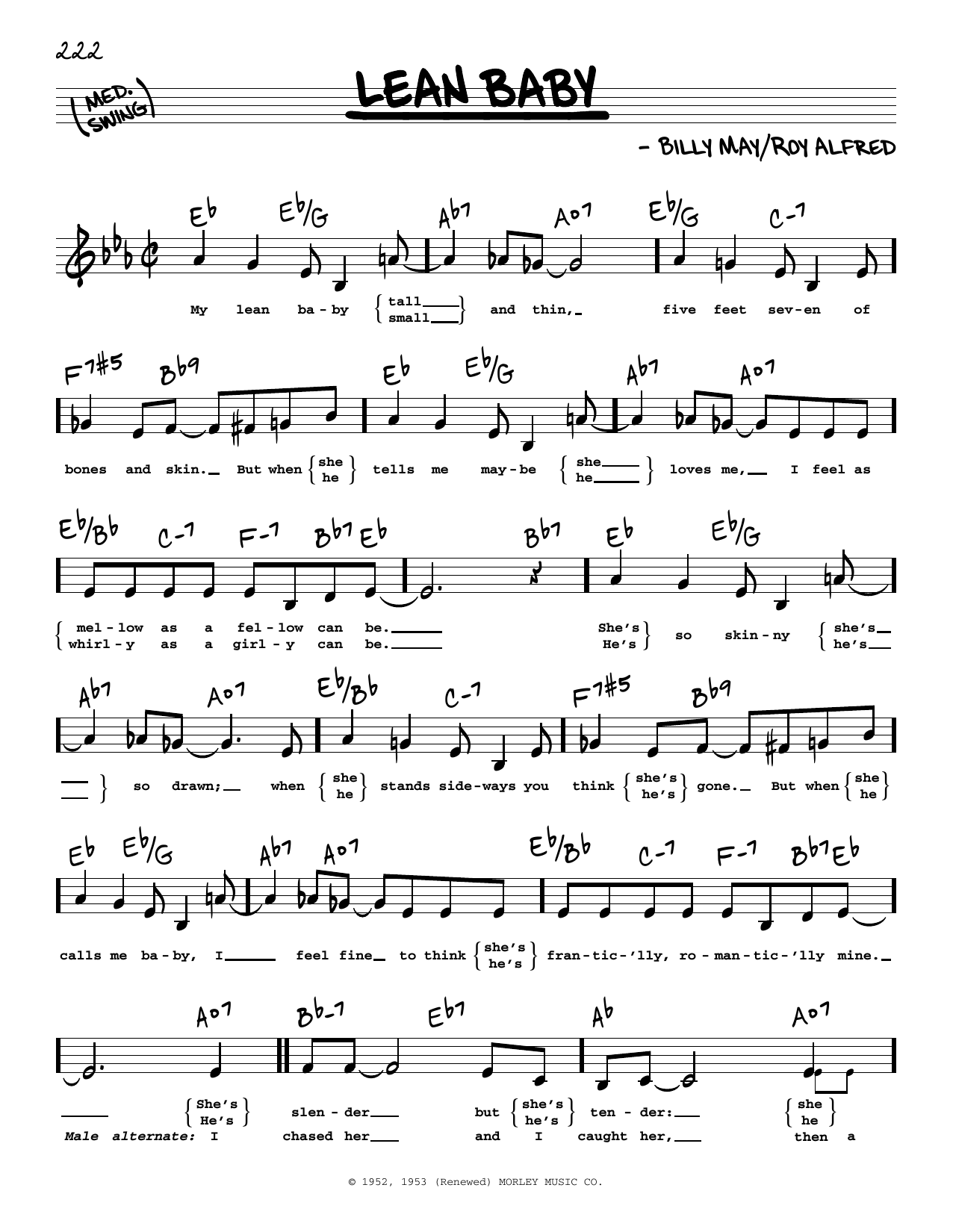 Download Roy Alfred Lean Baby (Low Voice) Sheet Music