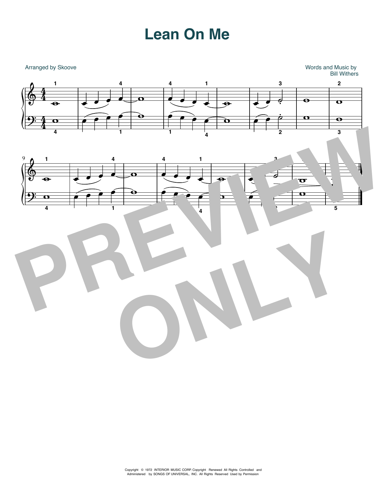 Download Bill Withers Lean On Me (arr. Skoove) Sheet Music