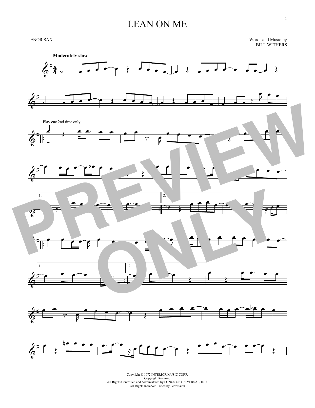 Download Bill Withers Lean On Me Sheet Music
