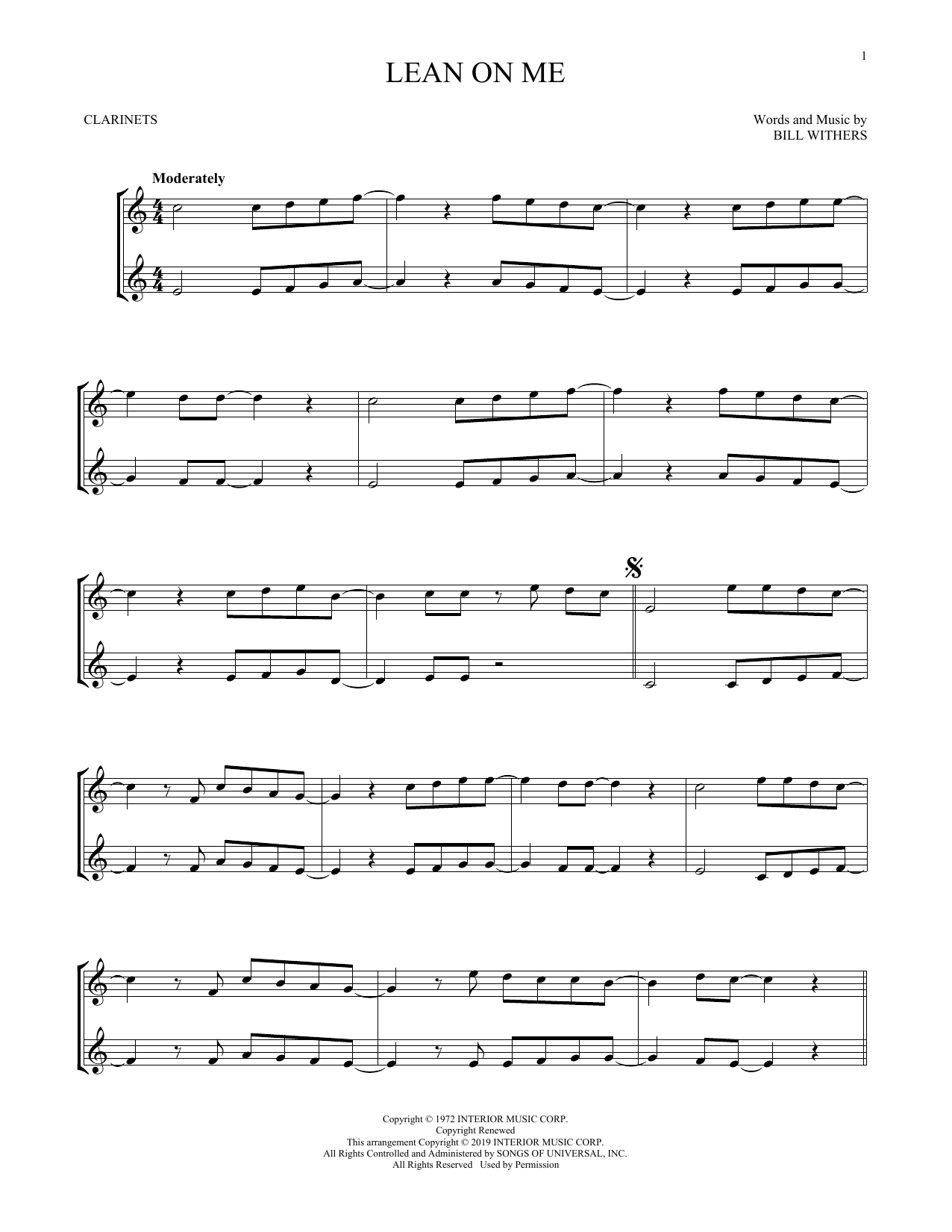 Download Bill Withers Lean On Me Sheet Music