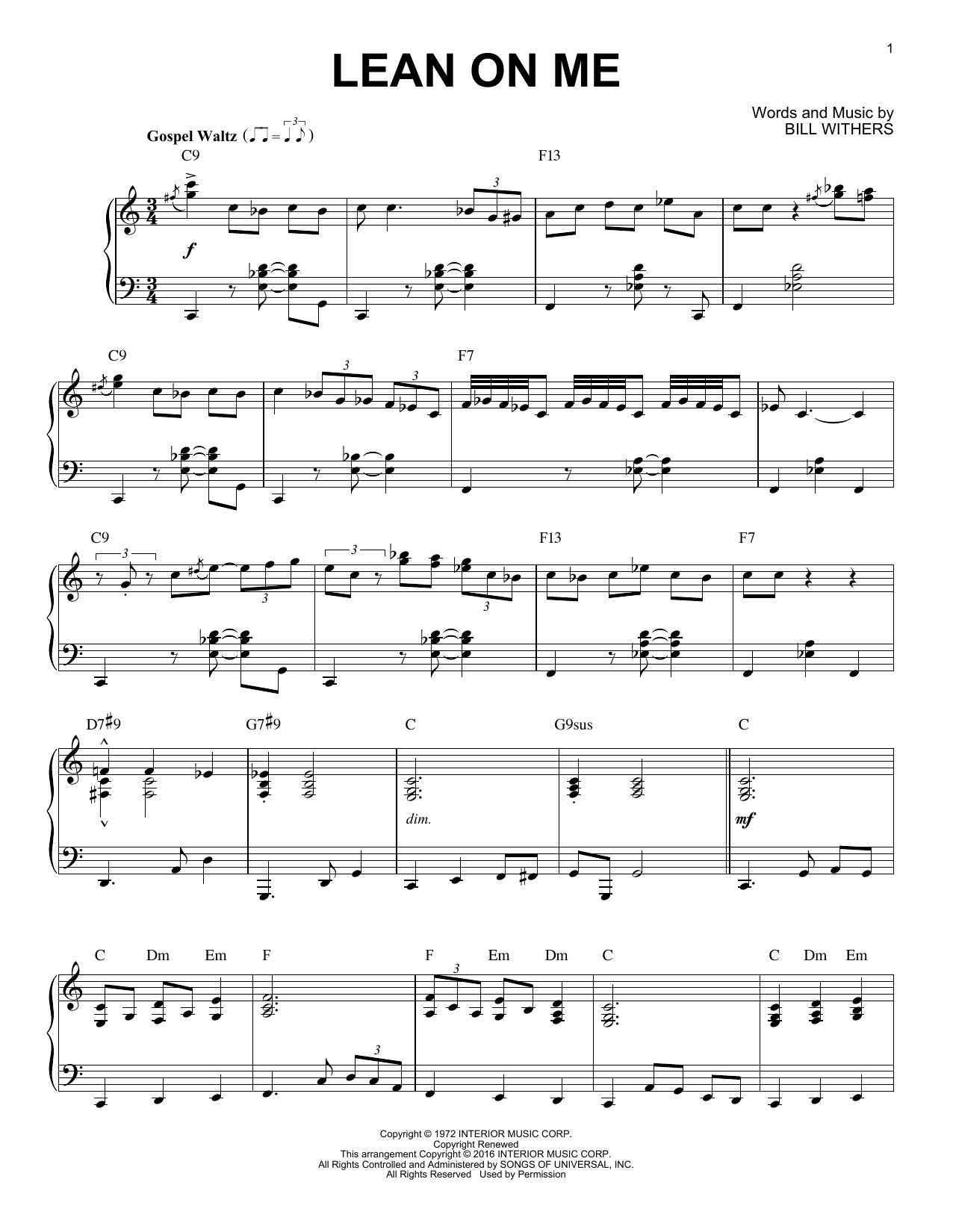 Download Bill Withers Lean On Me [Jazz version] (arr. Brent E Sheet Music