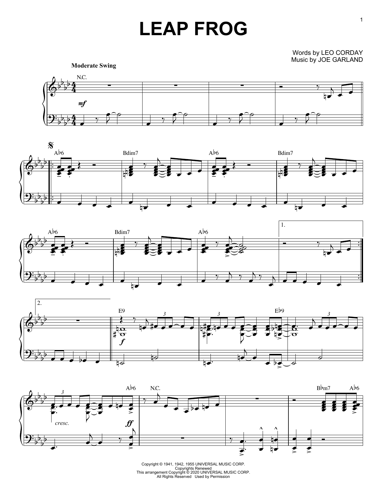Download Chuck Alaimo Quartet Leap Frog [Jazz version] (arr. Brent Ed Sheet Music