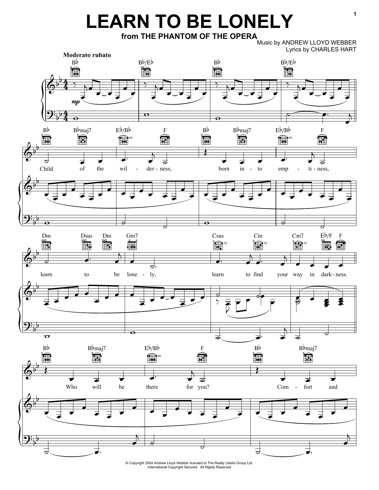 Download Andrew Lloyd Webber Learn To Be Lonely Sheet Music