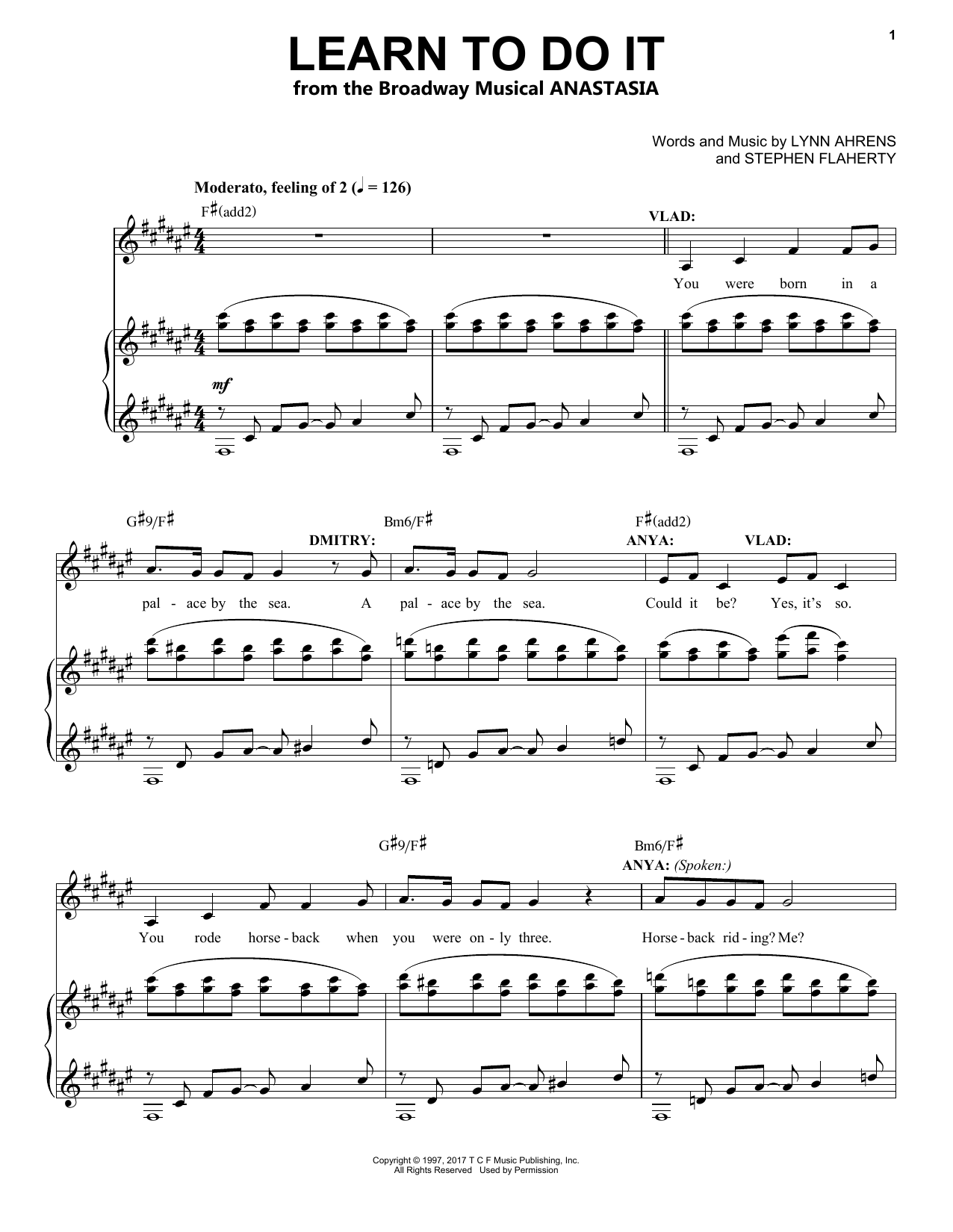 Download Stephen Flaherty Learn To Do It (from Anastasia) Sheet Music