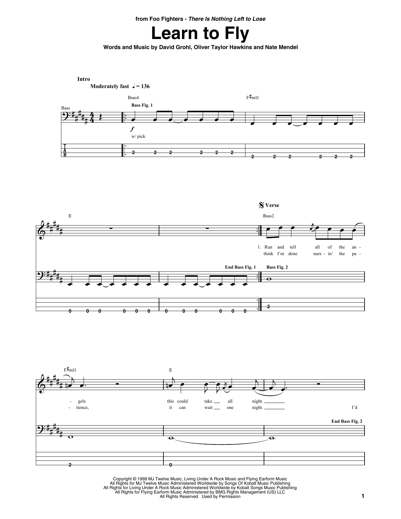 Download Foo Fighters Learn To Fly Sheet Music