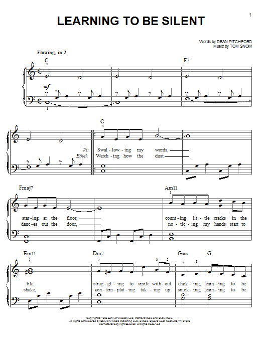 Download Dean Pitchford Learning To Be Silent Sheet Music