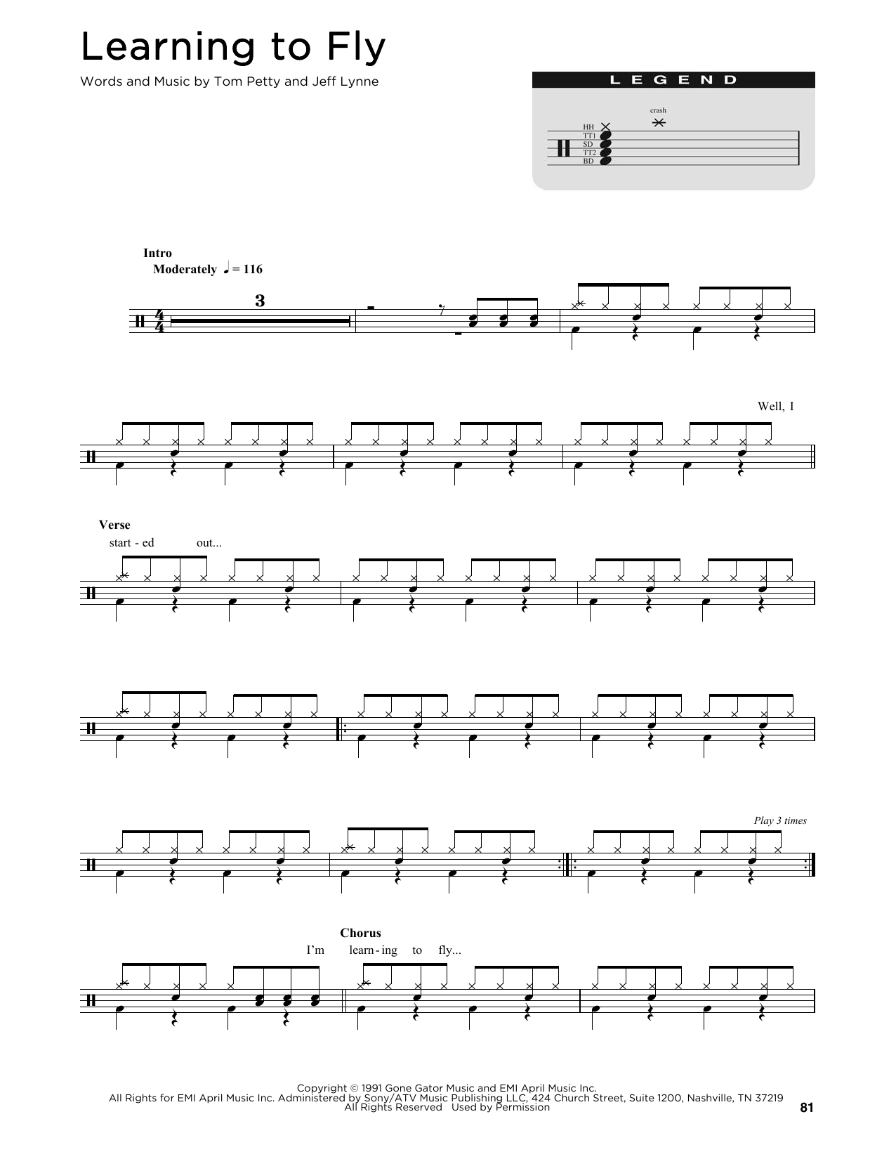 Download Tom Petty Learning To Fly Sheet Music