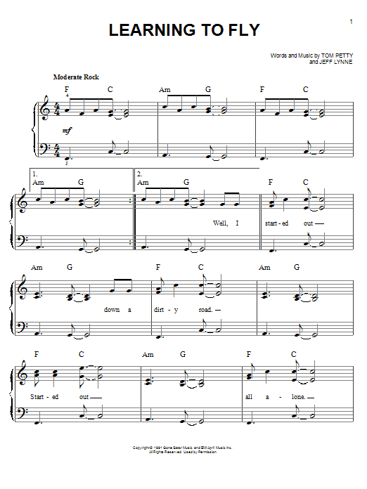 Download Tom Petty Learning To Fly Sheet Music