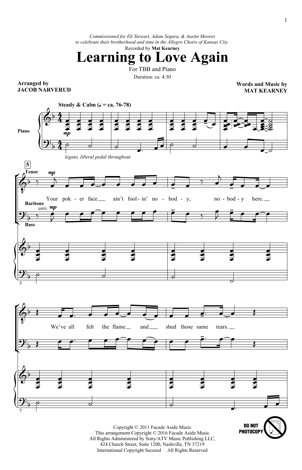 Download Jacob Narverud Learning To Love Again Sheet Music