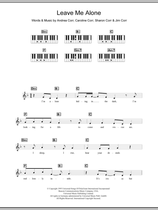 Download The Corrs Leave Me Alone Sheet Music
