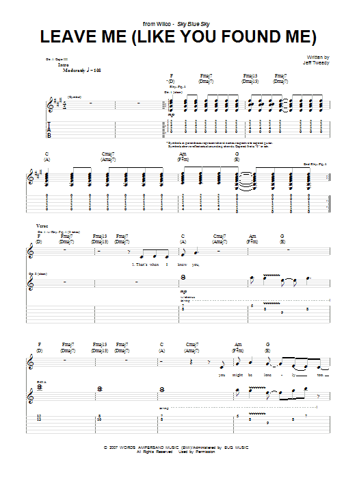 Download Wilco Leave Me (Like You Found Me) Sheet Music