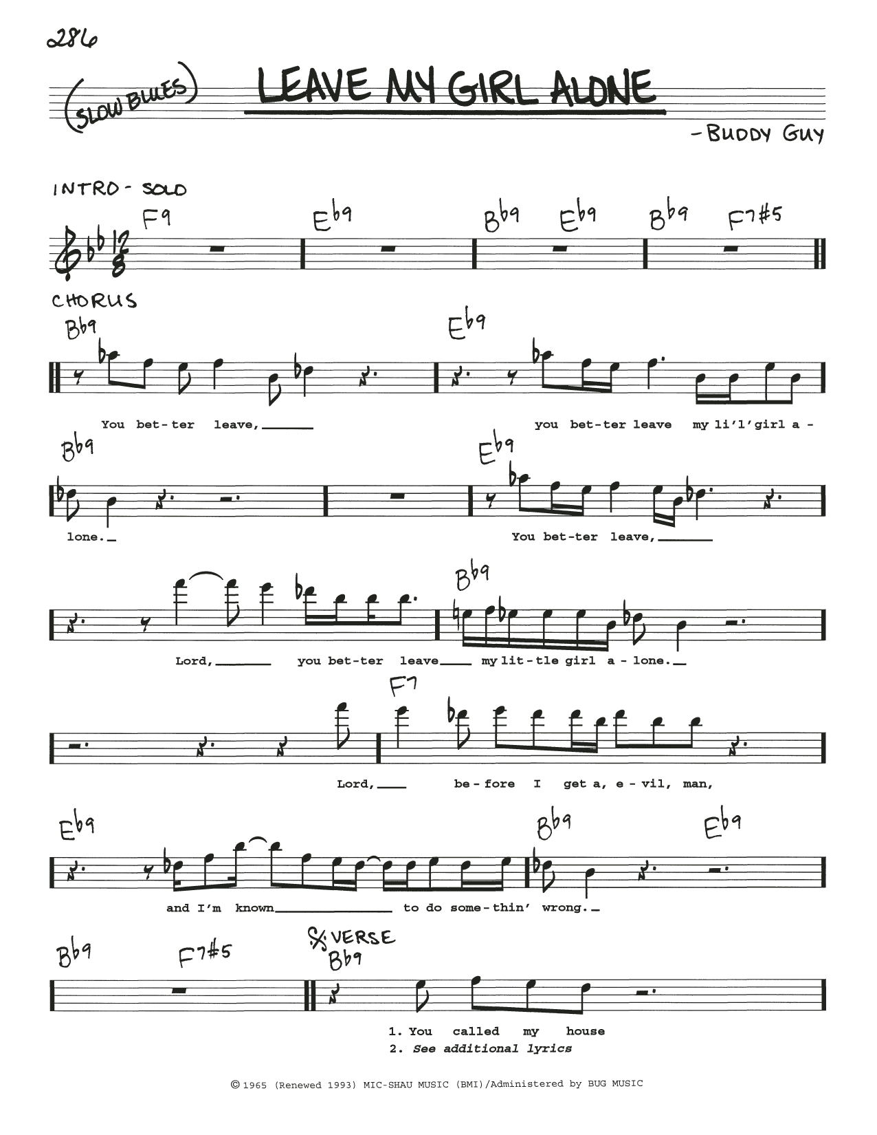 Download Buddy Guy Leave My Girl Alone Sheet Music