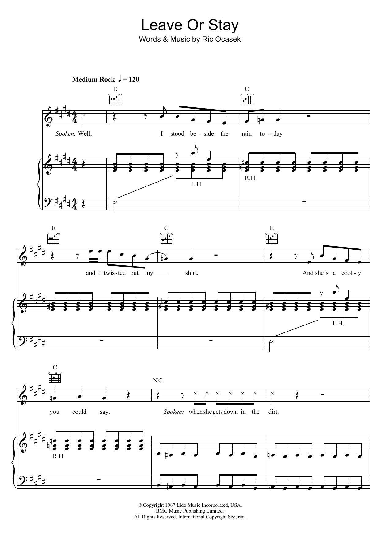 Download The Cars Leave Or Stay Sheet Music
