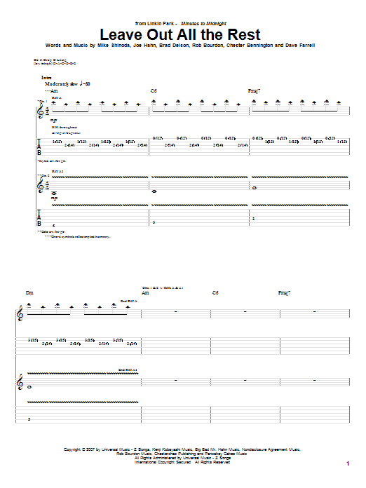 Download Linkin Park Leave Out All The Rest Sheet Music