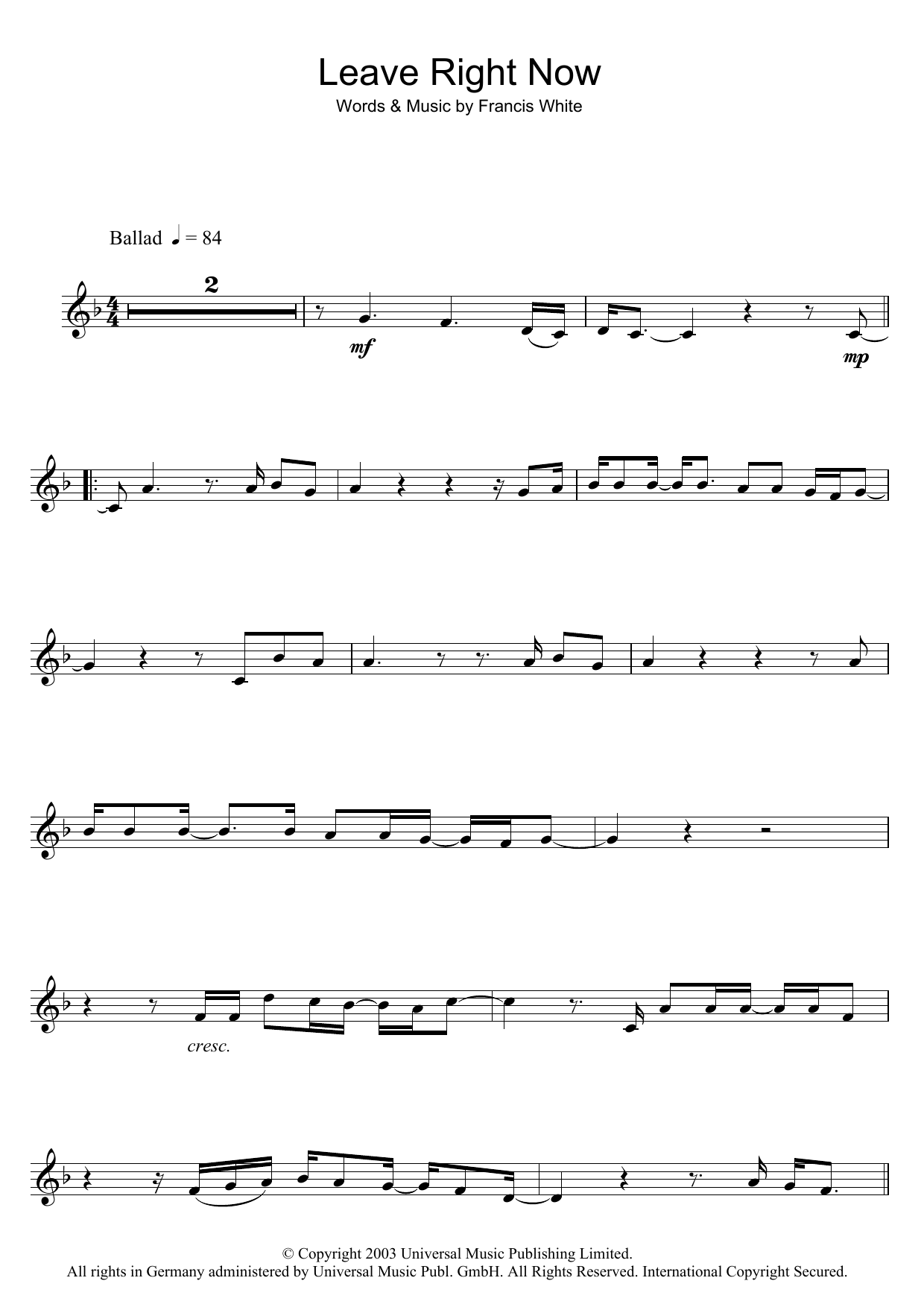 Download Will Young Leave Right Now Sheet Music