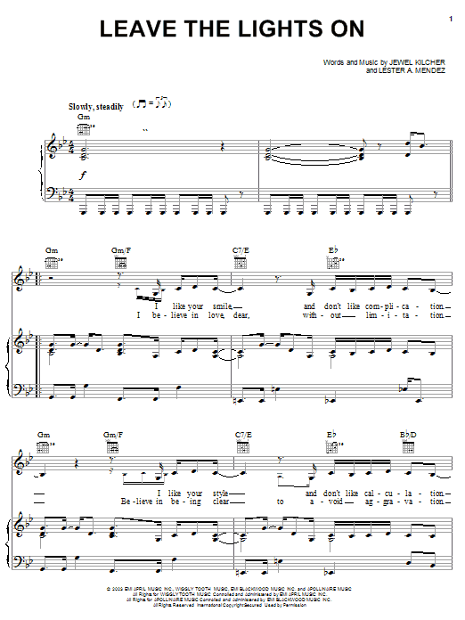 Download Jewel Leave The Lights On Sheet Music