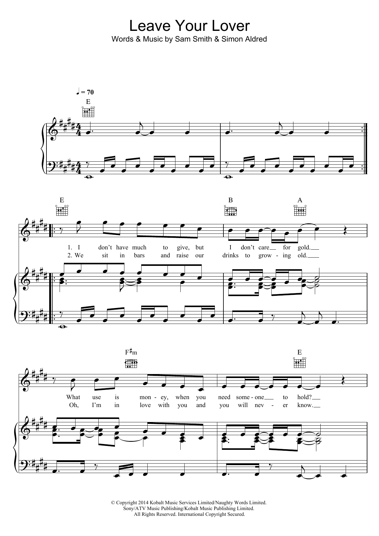 Download Sam Smith Leave Your Lover Sheet Music