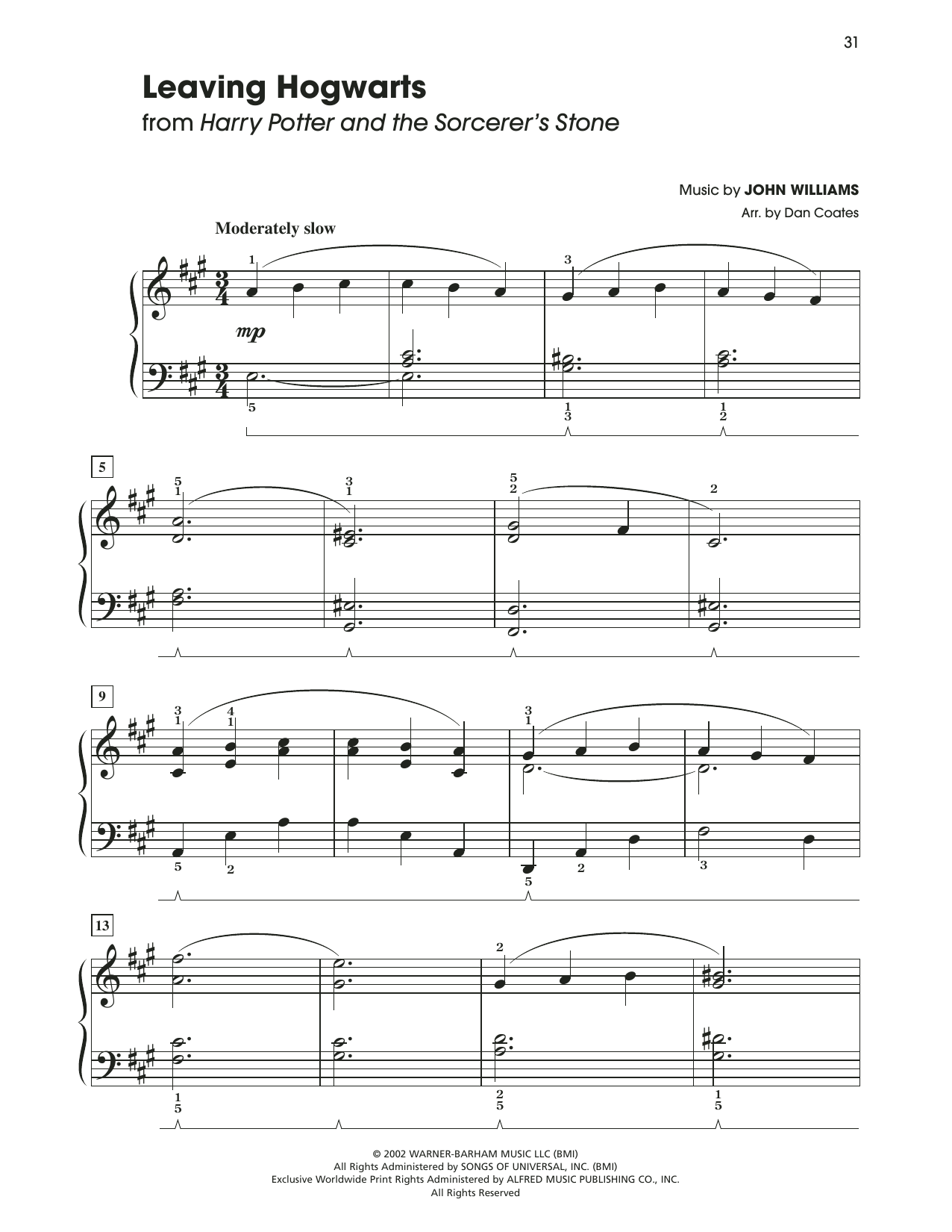 Download John Williams Leaving Hogwarts (from Harry Potter) (a Sheet Music