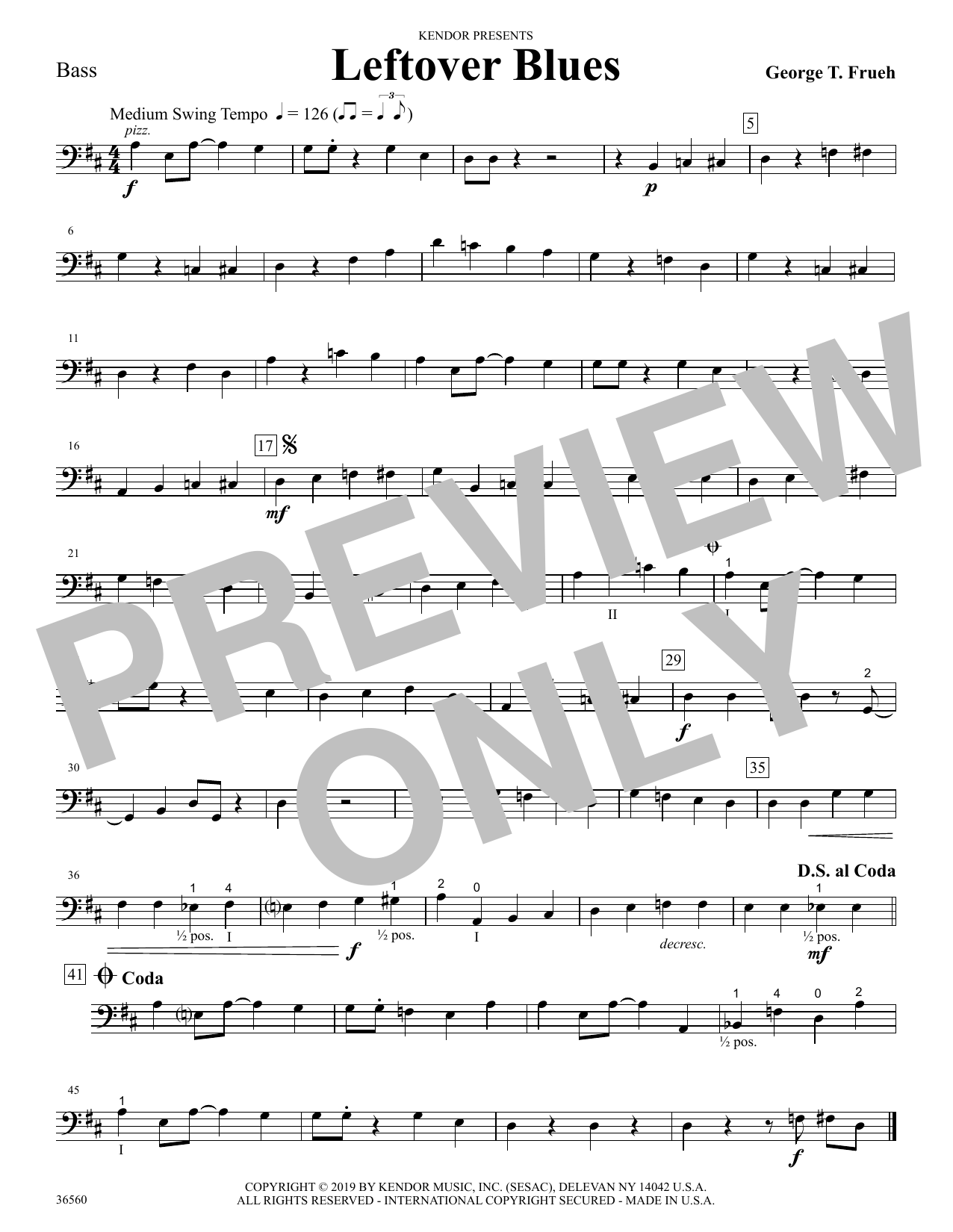 Download George Frueh Leftover Blues - Bass Sheet Music