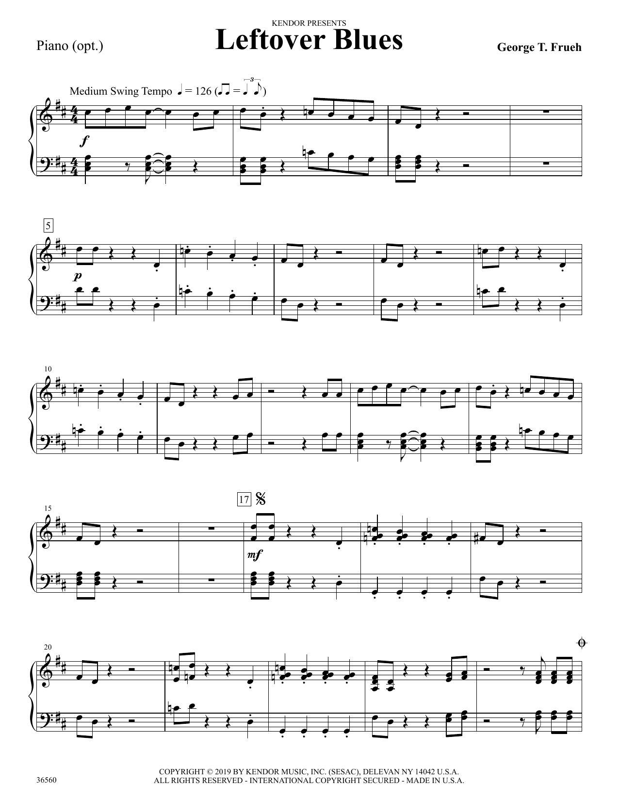 Download George Frueh Leftover Blues - Piano Accompaniment Sheet Music