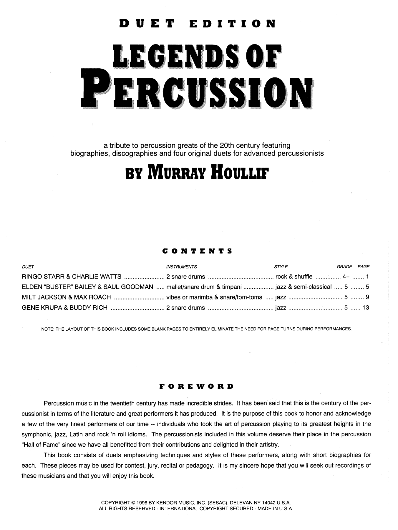 Download Murray Houllif Legends Of Percussion, Duet Edition Sheet Music