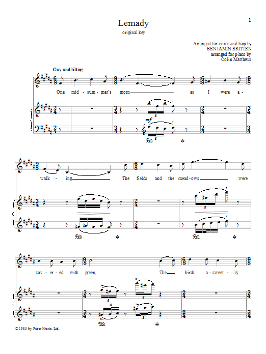 Download Benjamin Britten Lemady Sheet Music