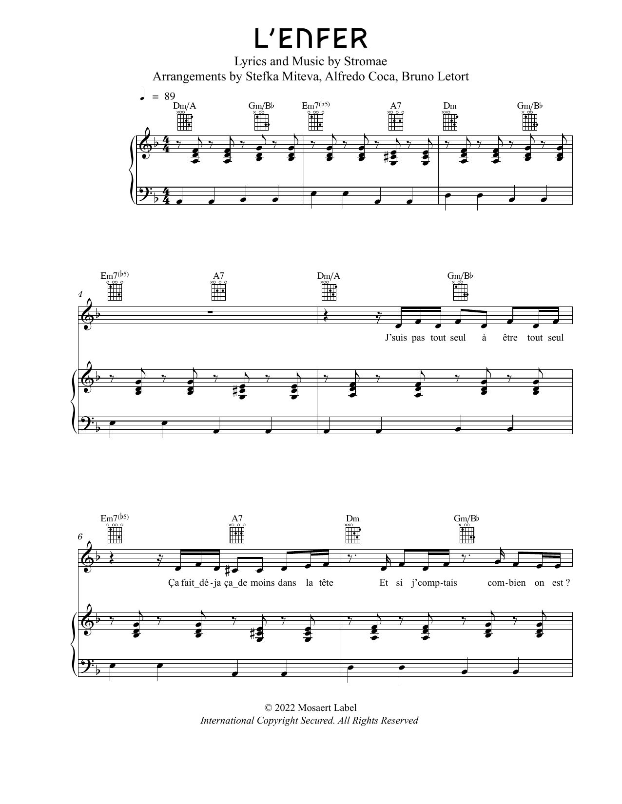 Download Stromae L'Enfer Sheet Music