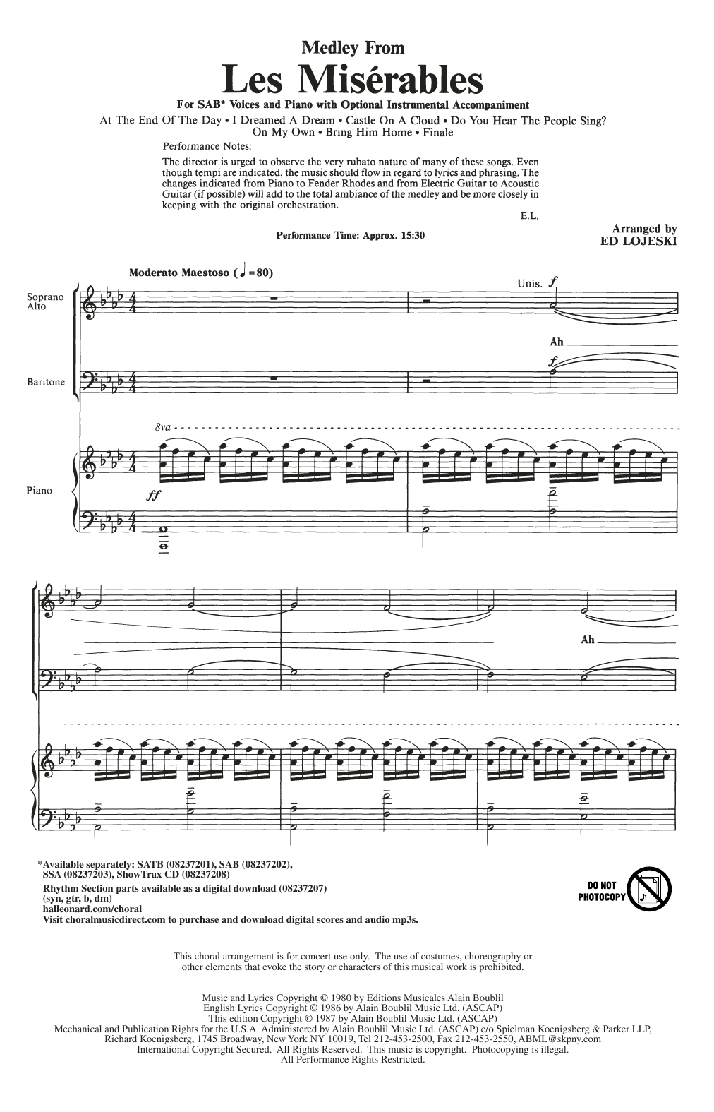 Download Boublil and Schonberg Les Miserables (Choral Medley) (arr. Ed Sheet Music