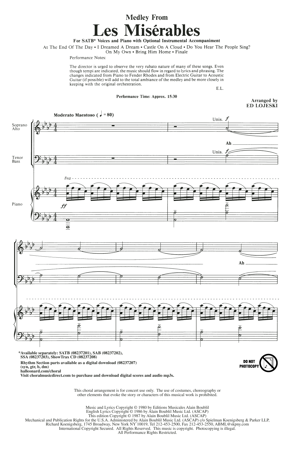 Download Boublil and Schonberg Les Miserables (Choral Medley) (arr. Ed Sheet Music