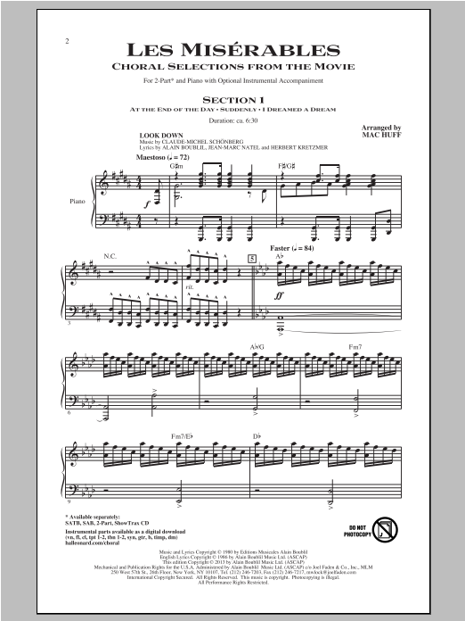 Download Mac Huff Les Miserables (Choral Selections From Sheet Music