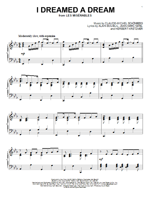 Download Claude-Michel Schonberg Les Miserables Piano Solo Movie Pack fe Sheet Music
