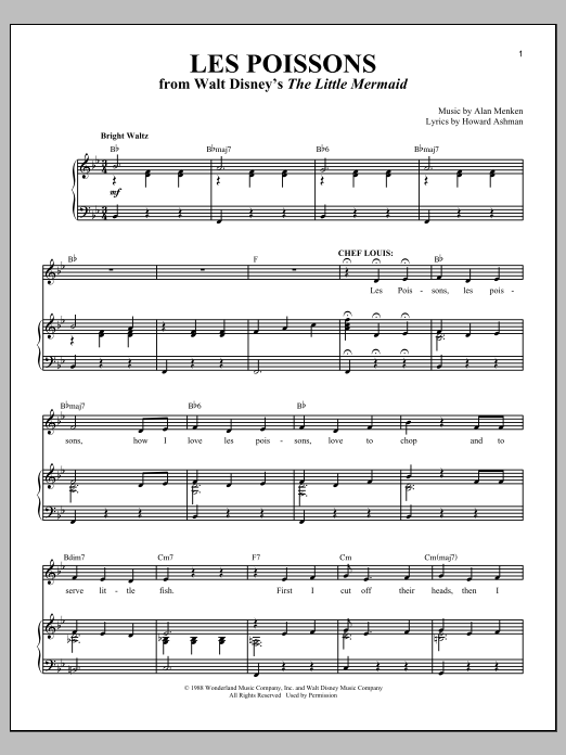 Download Howard Ashman Les Poissons (from The Little Mermaid) Sheet Music