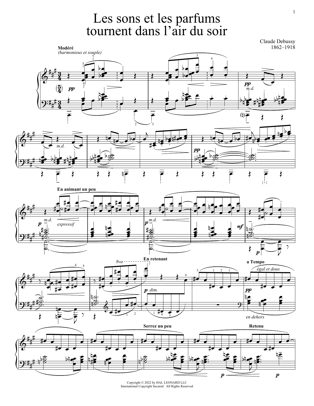 Download Claude Debussy Les Sons Et Les Parfums Tournent Dans L Sheet Music