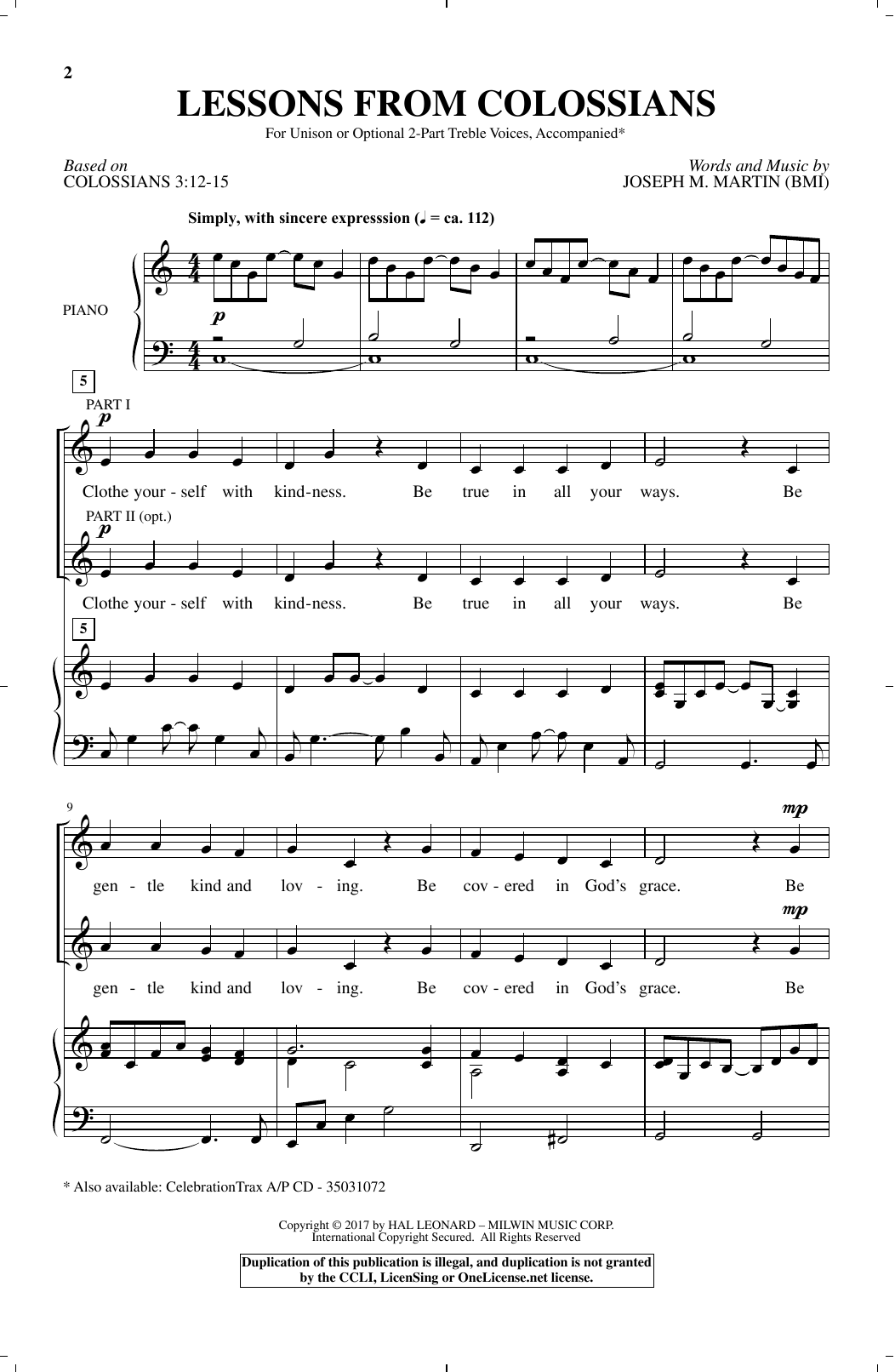 Download Joseph M. Martin Lessons From Colossians Sheet Music