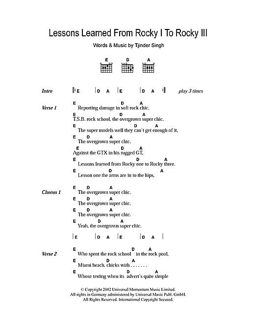 Download Cornershop Lessons Learned From Rocky I To Rocky I Sheet Music