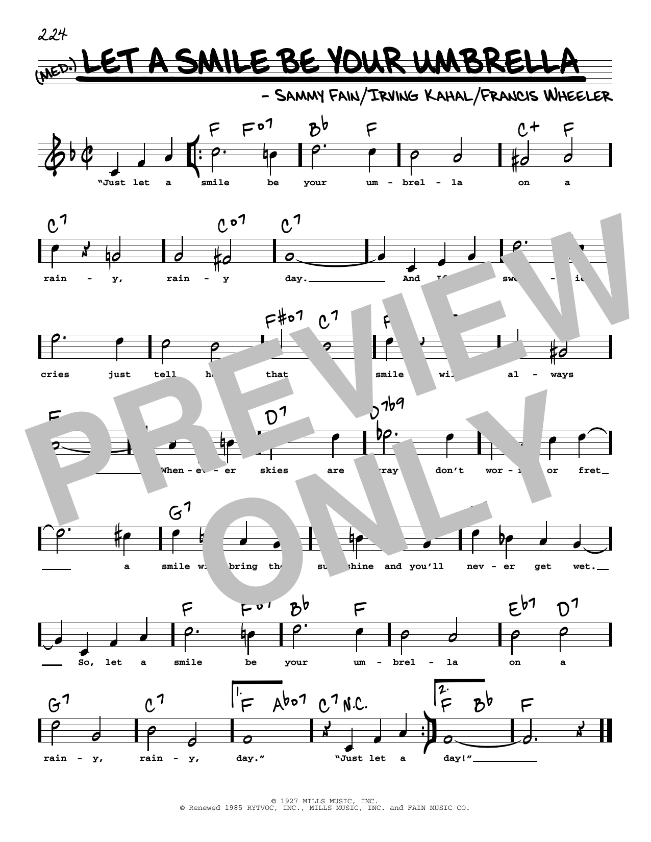 Download Sammy Fain Let A Smile Be Your Umbrella (High Voic Sheet Music
