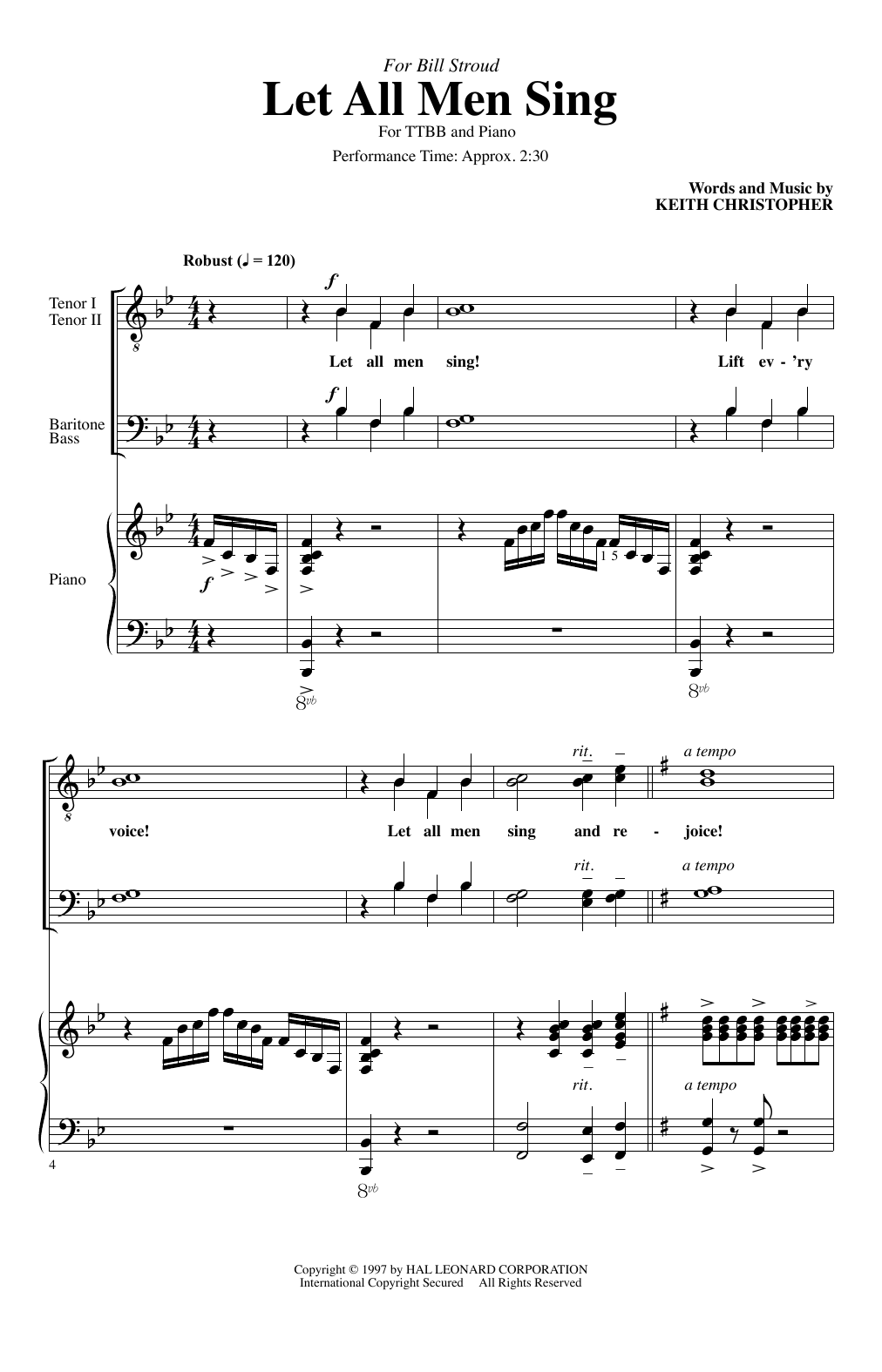 Download Keith Christopher Let All Men Sing Sheet Music