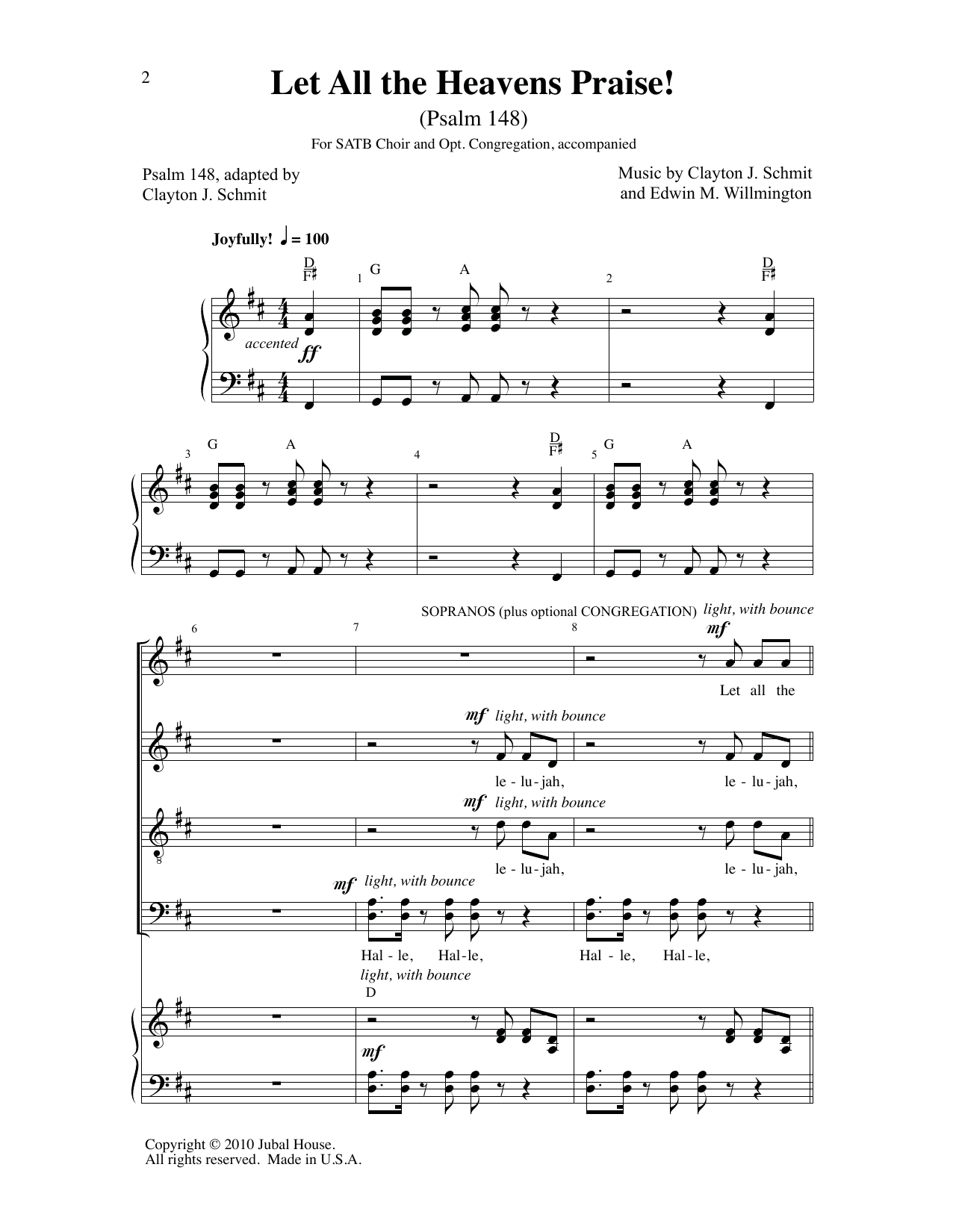 Download Clayton J. Schmit & Edwin M. Willmin Let All The Heavens Praise! Sheet Music