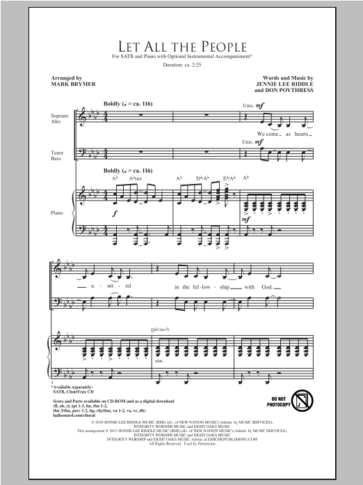 Download Mark Brymer Let All The People Sheet Music