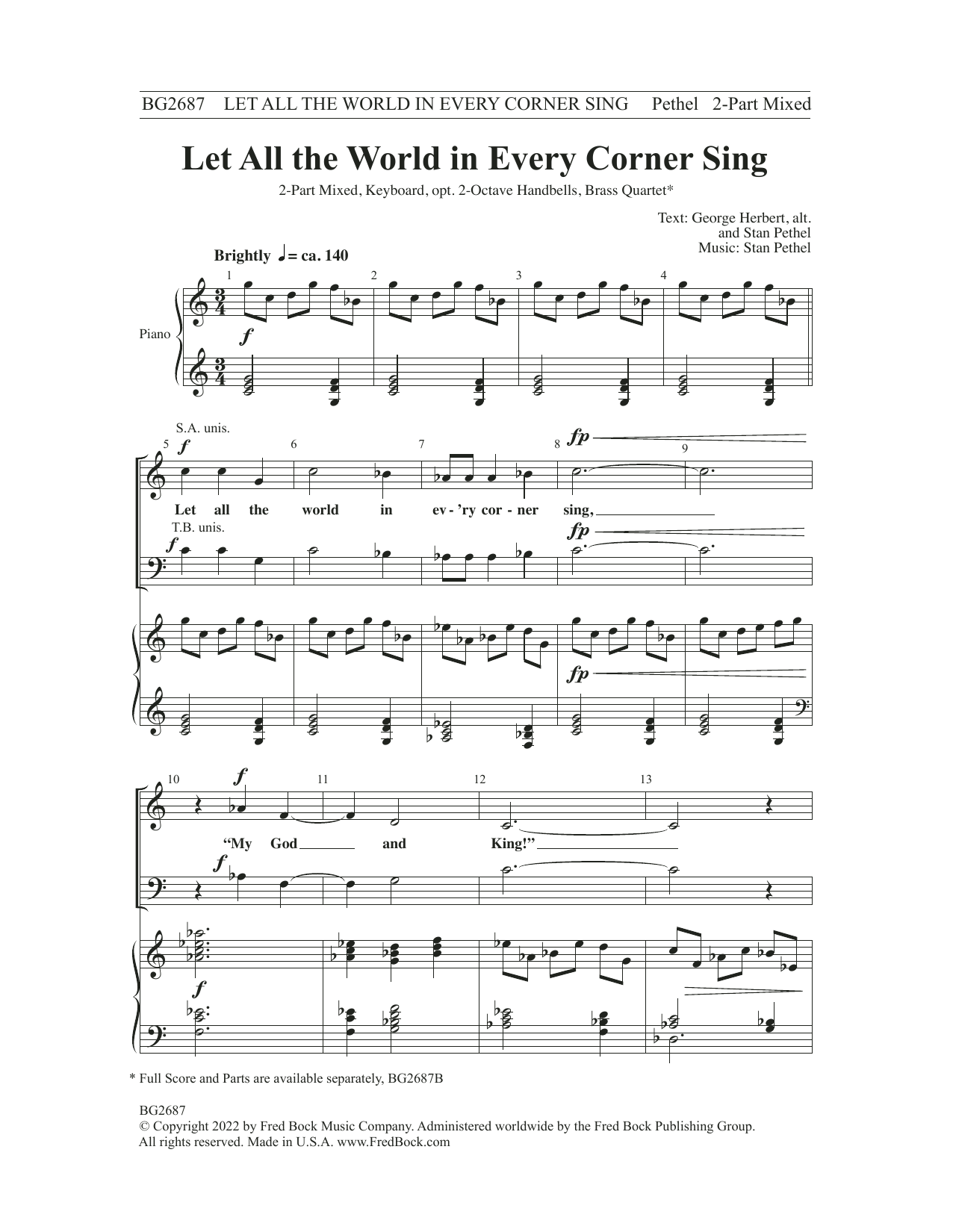Download Stan Pethel Let All the World in Every Corner Sing Sheet Music