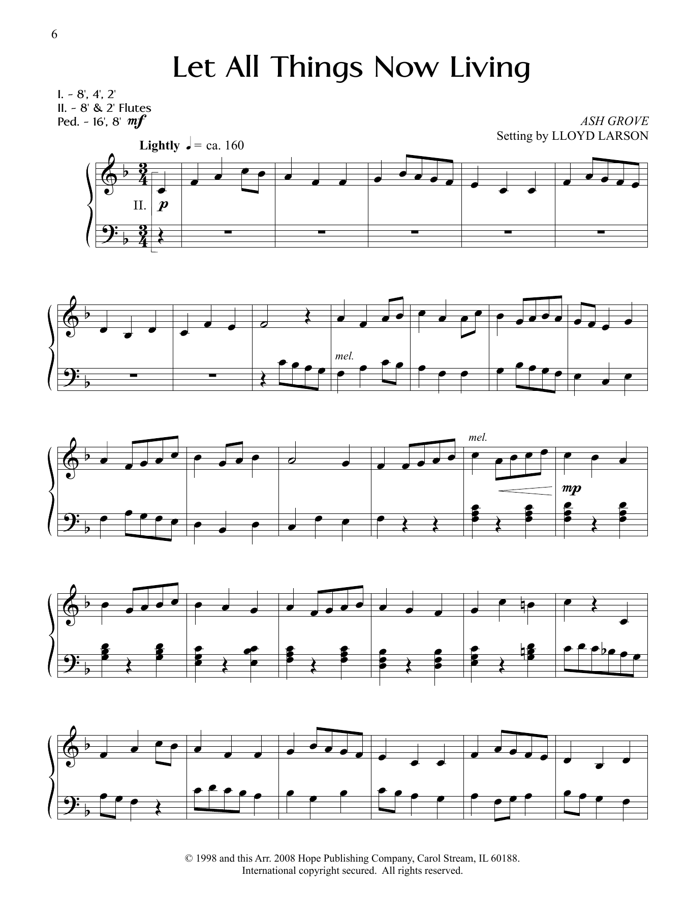 Download Lloyd Larson Let All Things Now Living Sheet Music