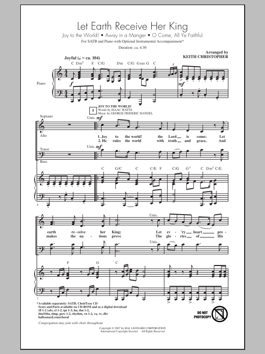 Download Keith Christopher Let Earth Receive Her King Sheet Music