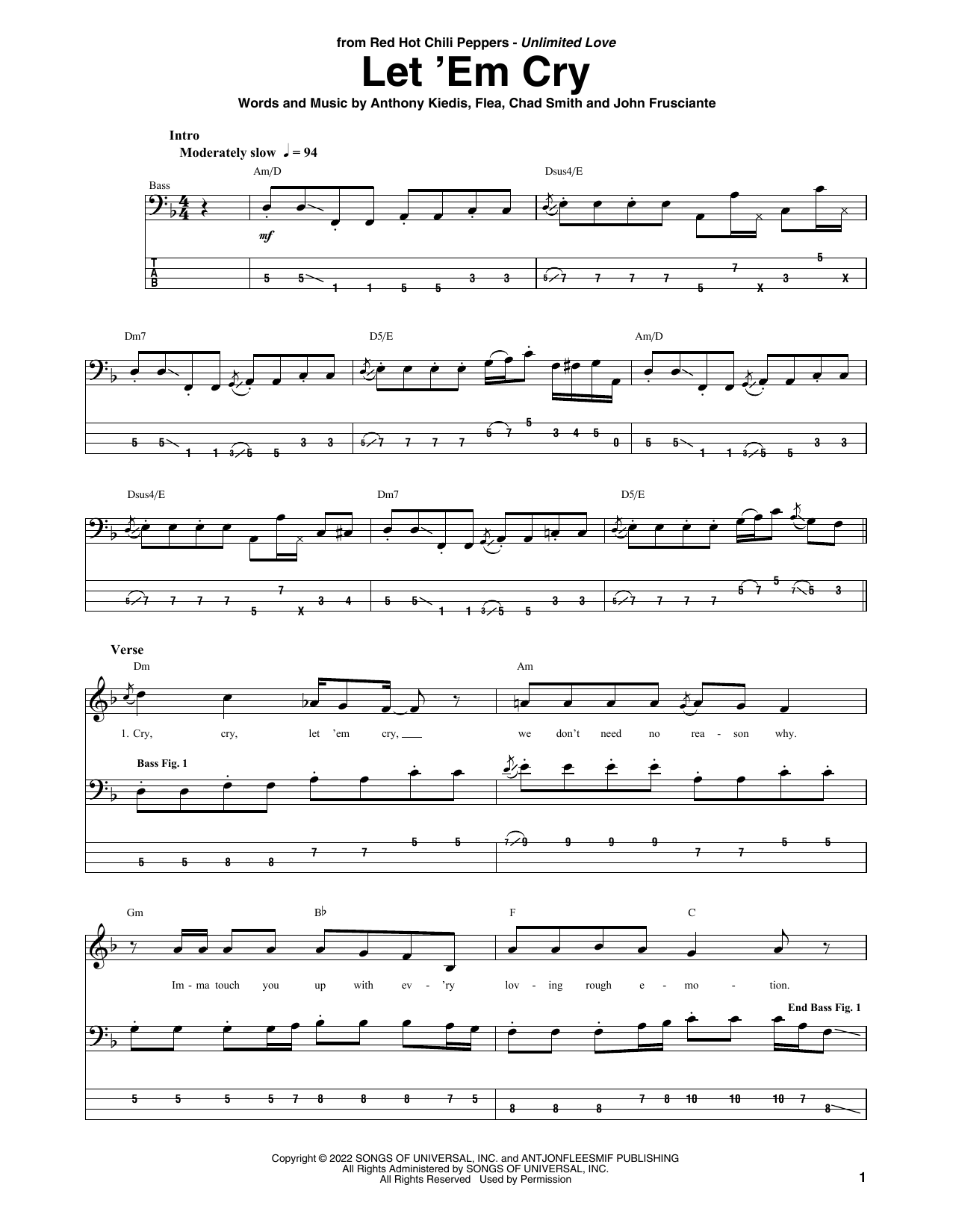 Download Red Hot Chili Peppers Let 'Em Cry Sheet Music