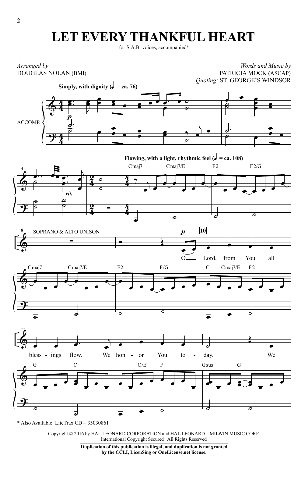 Download Patricia Mock Let Every Thankful Heart (arr. Douglas Sheet Music