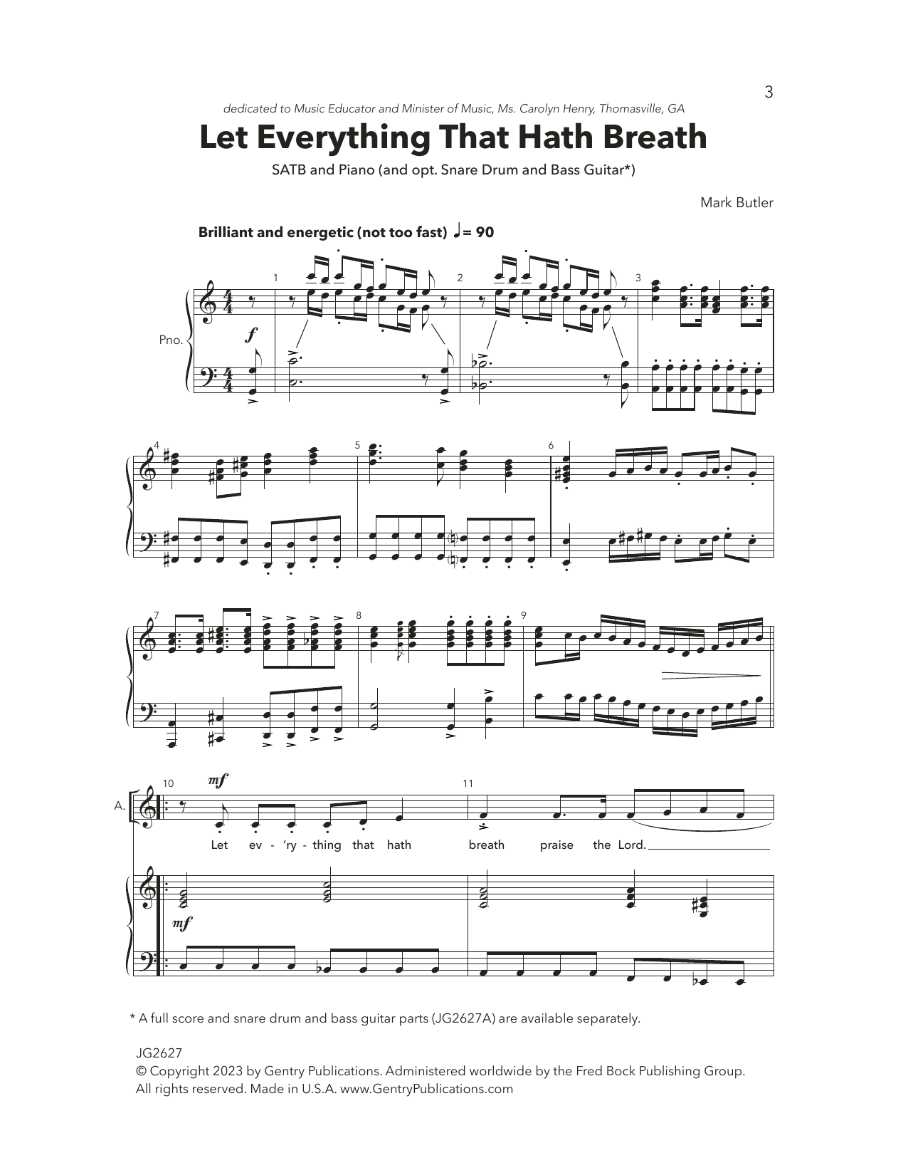 Download Mark Butler Let Everything That Hath Breath Sheet Music