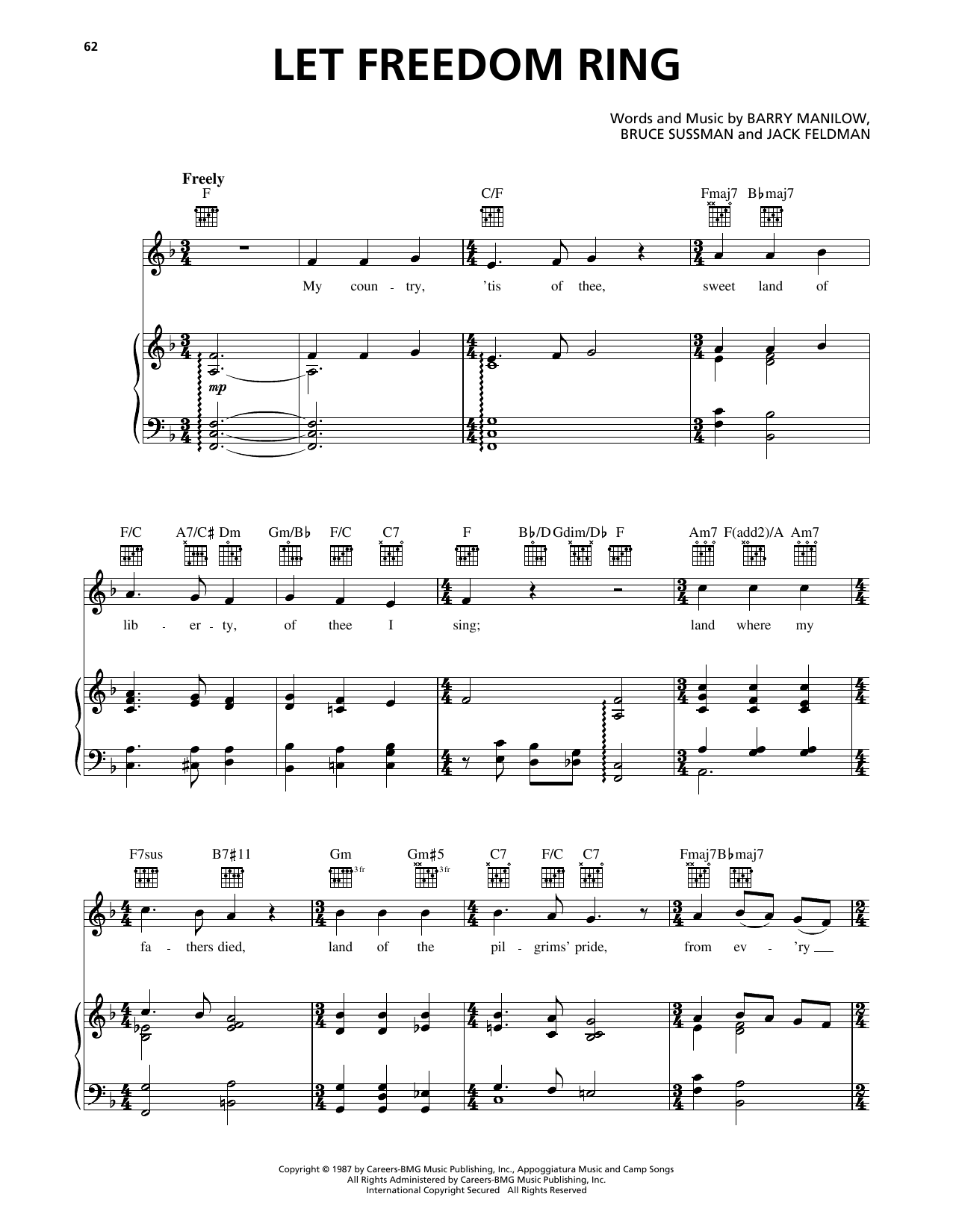 Download Barry Manilow Let Freedom Ring Sheet Music