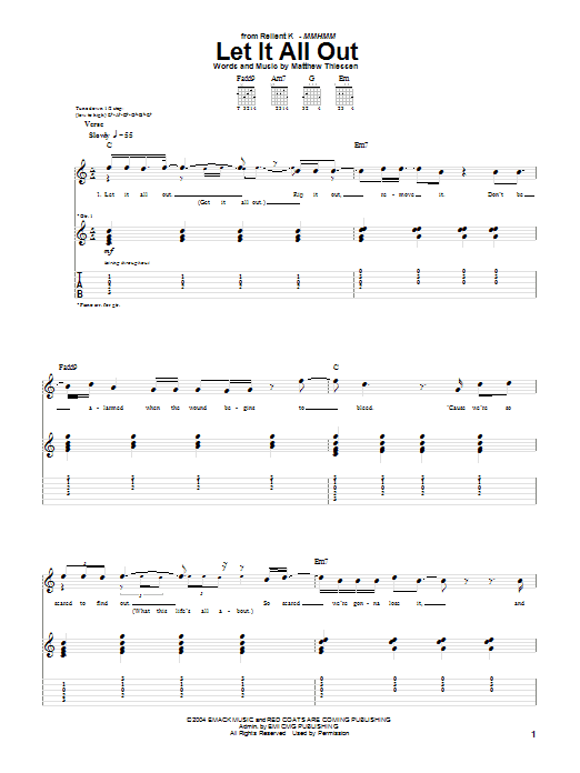 Download Relient K Let It All Out Sheet Music