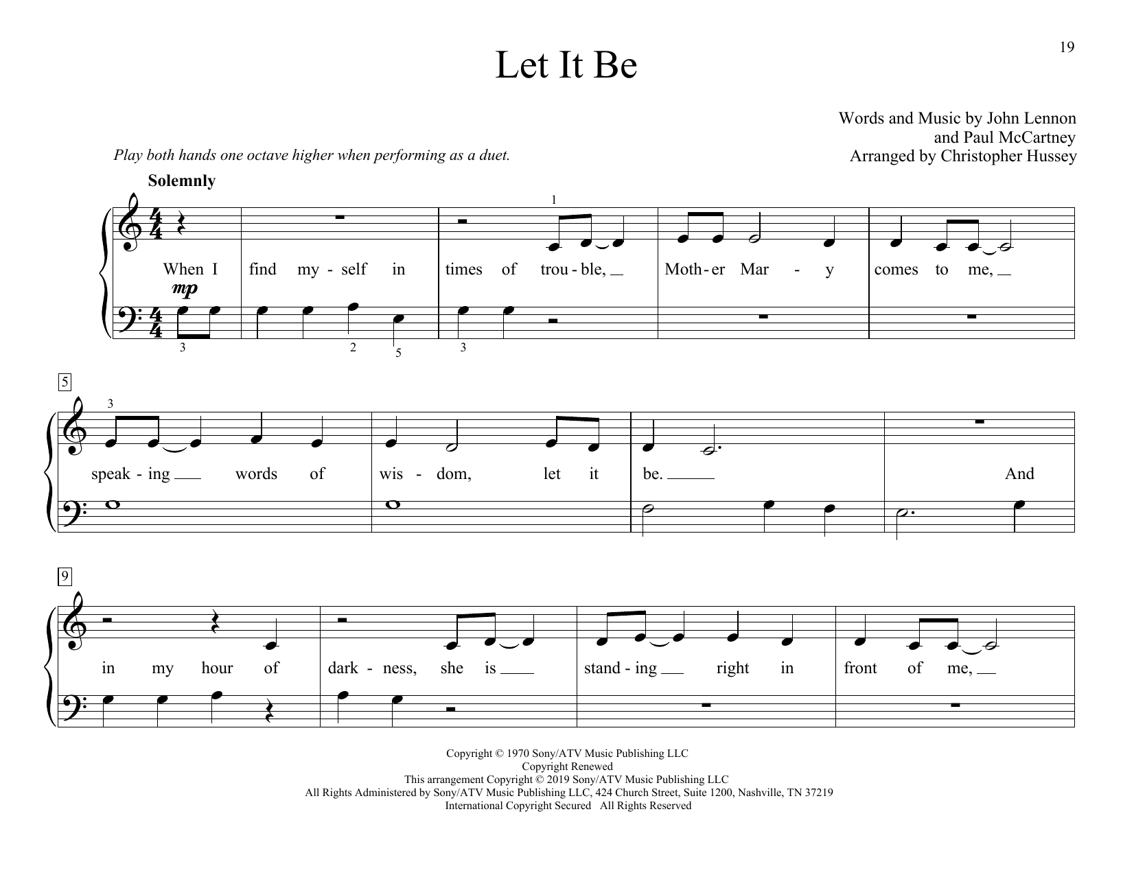 Download The Beatles Let It Be (arr. Christopher Hussey) Sheet Music